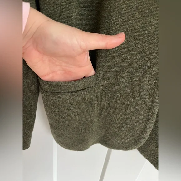 J.Crew Green Knit Blazer Jacket Women’s Small 100% Cotton One Button Pockets - Picture 3 of 9